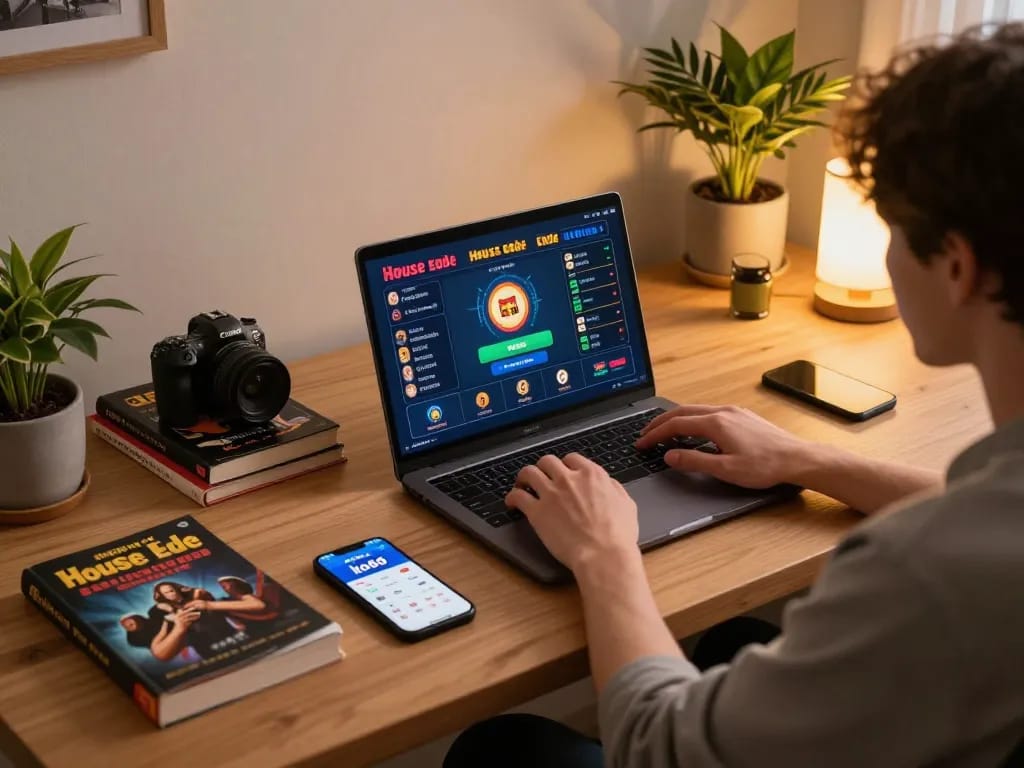 Engaging with the online nhà cái ko66 platform while analyzing betting strategies in a cozy home environment.