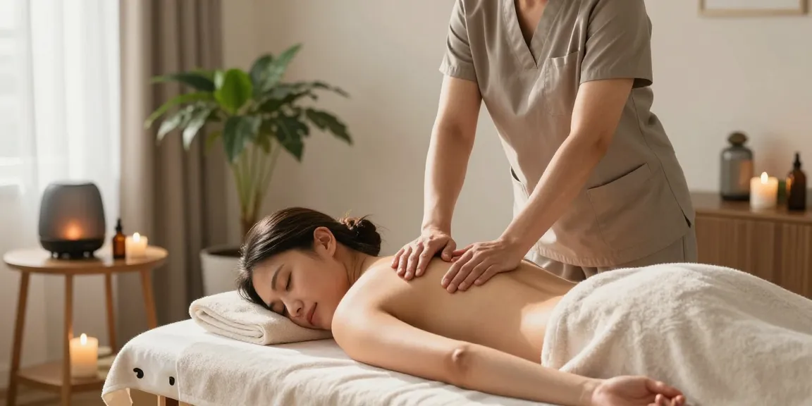 Serene scene of 군포출장마사지 with skilled therapist providing a relaxing massage in a soothing home environment.