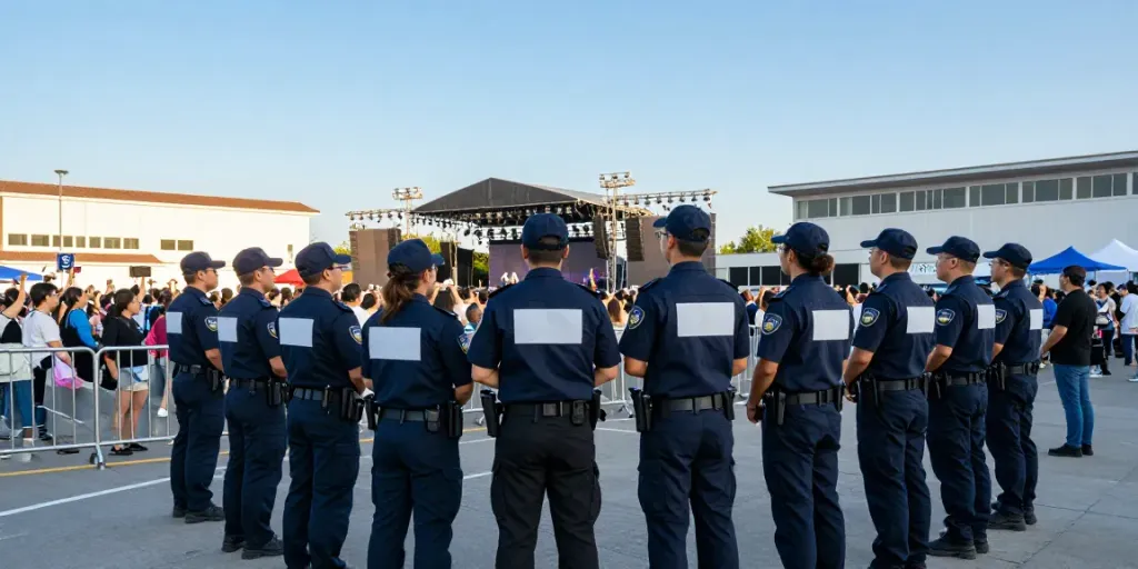 Event Security services protecting a lively outdoor concert with a professional team.