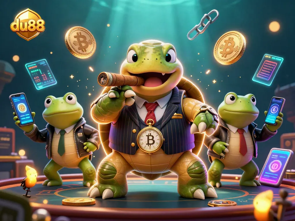 Join the excitement at du88 casino with a vibrant 3D illustration featuring unique characters and dynamic gaming elements.