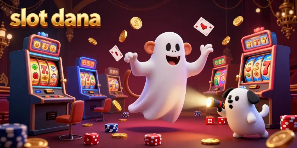 Experience the thrill of slot dana with golden coins and lively gambling elements in this dynamic casino illustration.