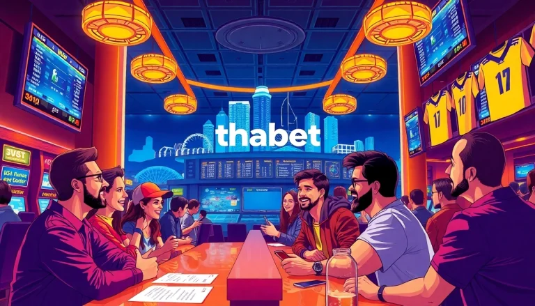 Experience the thrilling world of thabet sports betting with enthusiastic bettors in a vibrant casino.
