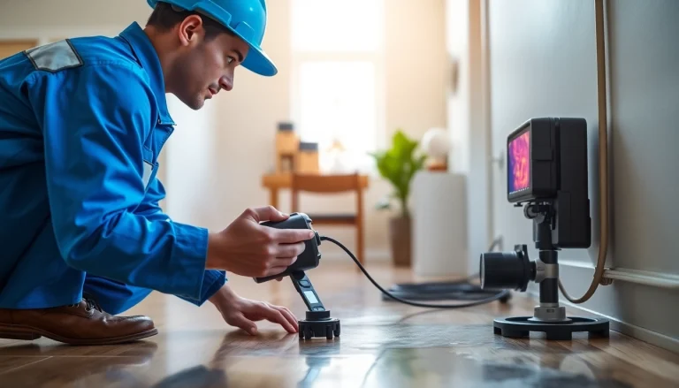 Observe a technician performing Underfloor Leak Detection with advanced tools for precision and efficiency.