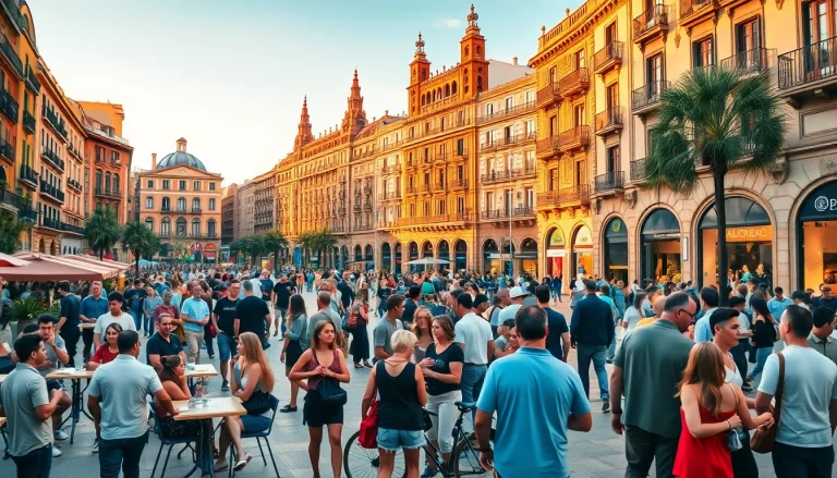 Capture the essence of barcelona population through vibrant urban interactions.