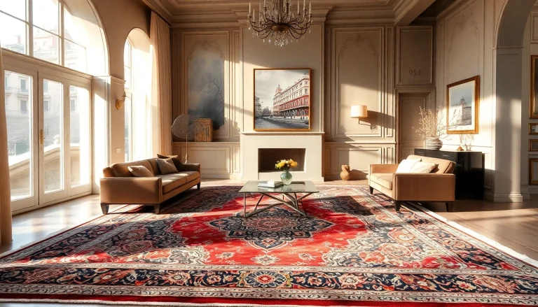 Tappeto persiano Milano enhancing a stylish living room with intricate designs and rich colors.
