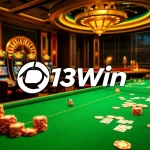 Experience the excitement of 13Win casino games with vibrant chips and elegant tables.