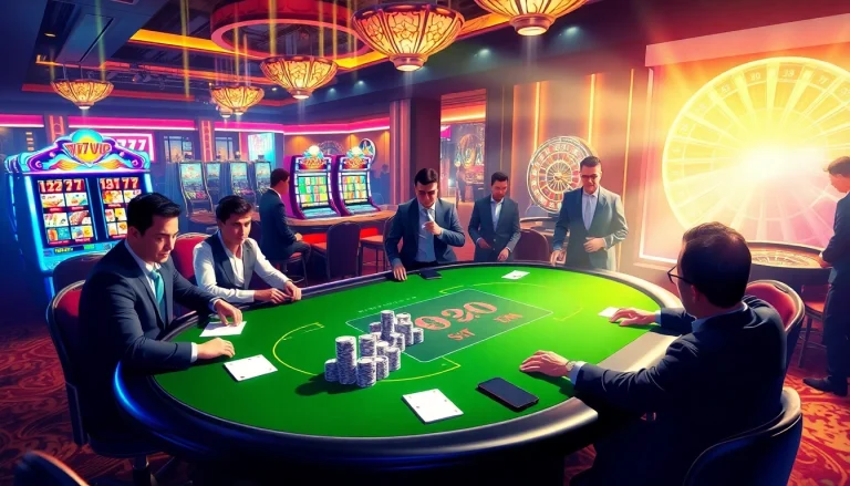 Experience the thrill of winning at 777VIP, featuring an exciting poker scene with stacked chips and dynamic gameplay.