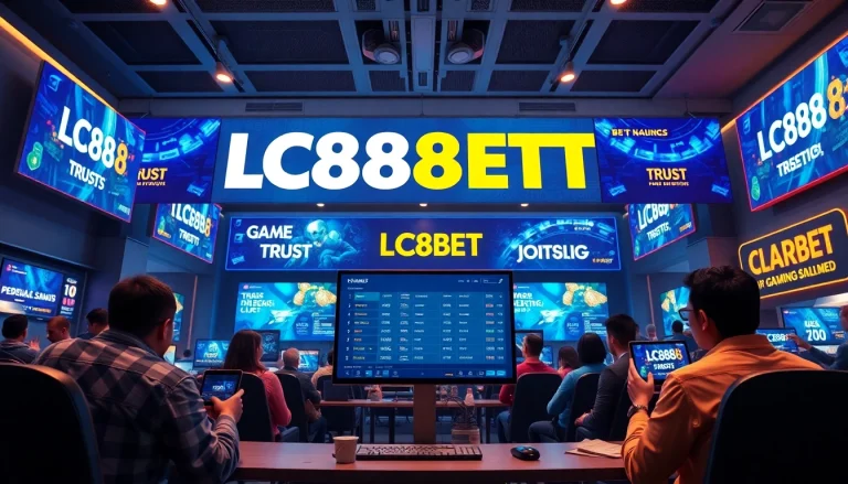 Exciting digital gaming scene showcasing LC88 BET with modern interfaces and players engaged.