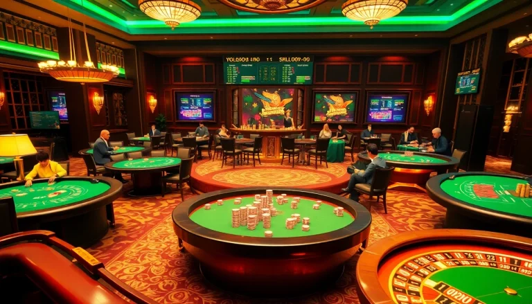 Experience the excitement of gambling at https://jun88buzz.info/ with a vibrant casino scene featuring poker and roulette.