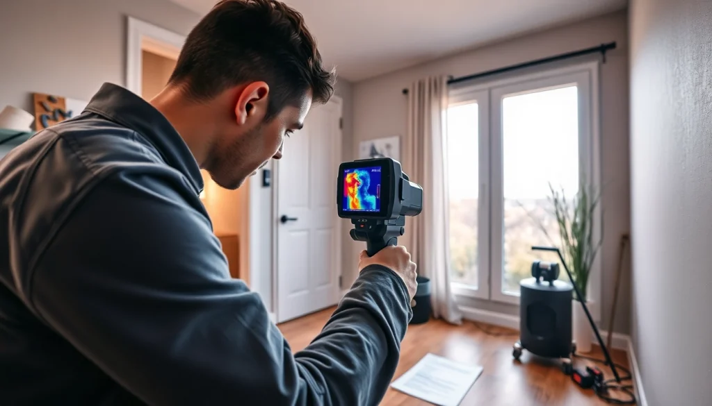 Advanced water leak detection using thermal imaging technology by a professional technician.