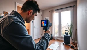 Advanced water leak detection using thermal imaging technology by a professional technician.