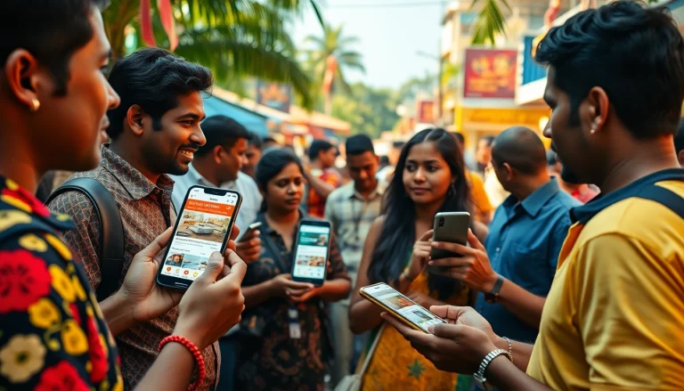 Lanka Ad showcasing a vibrant marketplace in Sri Lanka with diverse individuals engaging with ads.