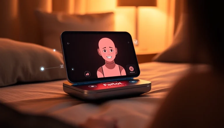 Futuristic sex ai chatbot interface with warm lighting and interactive holograms