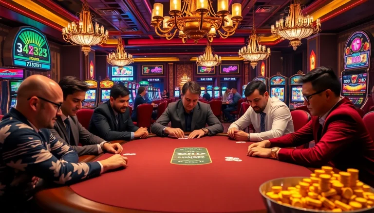 Experience the thrill of gambling at MM88 HOW with players enjoying a high-stakes poker game.