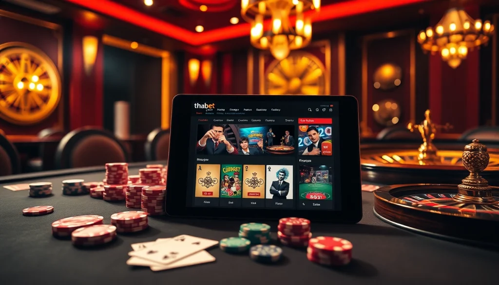 Experience thrilling games at thabet com with vibrant casino visuals and engaging interfaces.