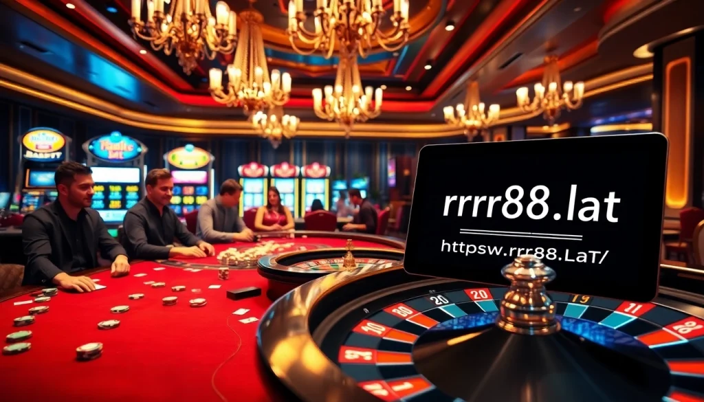 Engage with high-stakes gaming at https://rr88.lat/ showcasing vibrant poker tables and thrilling roulette.