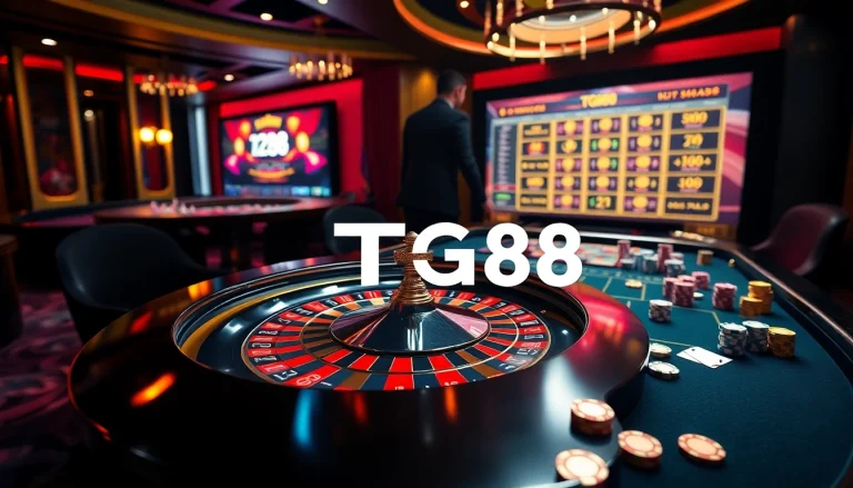 Experience exhilarating gambling action with TG88 at a luxury casino roulette table.