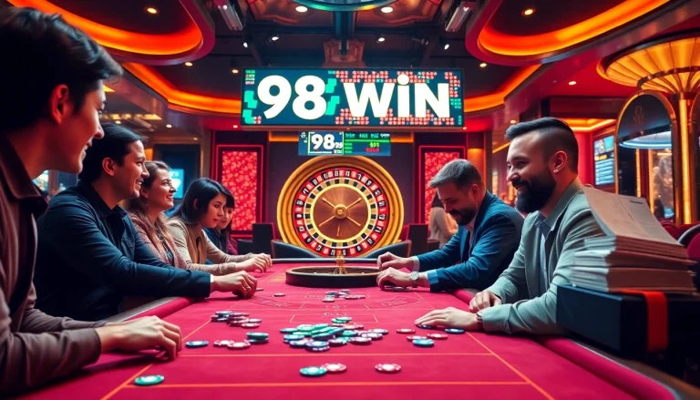 Experience the thrill of winning at the casino with 98 win on display among vibrant gameplay.