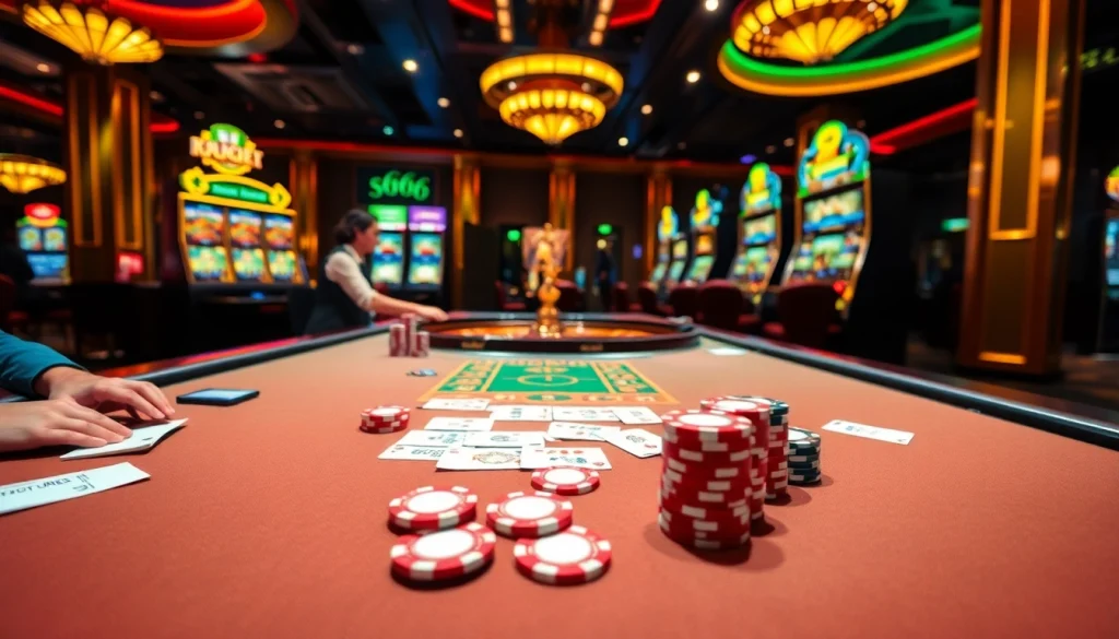 S666 dang nhap gameplay with vibrant casino tables and thrilling gambling action