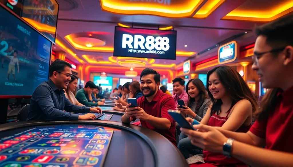 Engaging casino scene at https://urr88.com/ showcasing exciting gameplay and diverse players.
