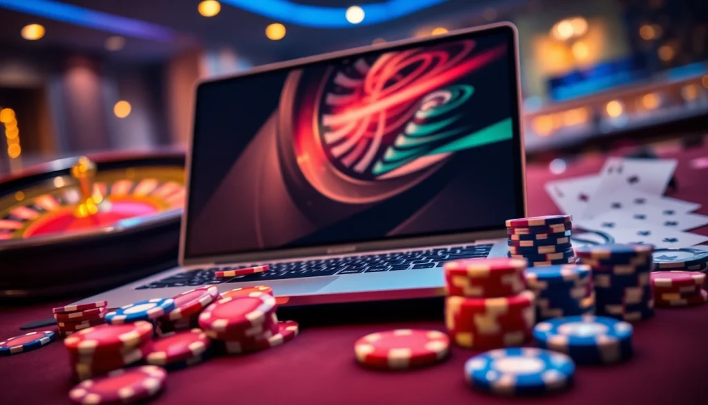 vuabai9 online gambling interface showcasing vibrant casino chips and poker cards