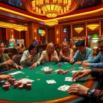 Players enjoy an exciting poker game at vn88 casino, showcasing vibrant chips and cards.
