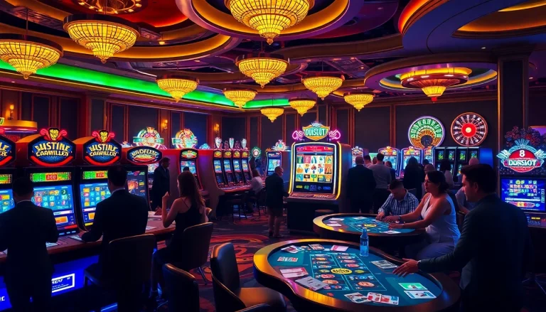 Engaging scene of players enjoying the doaslot slot machine in a vibrant casino atmosphere.