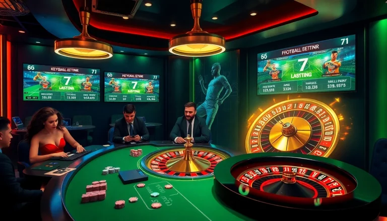 Players enjoying an exciting game with 7m football scores displayed on a digital screen.