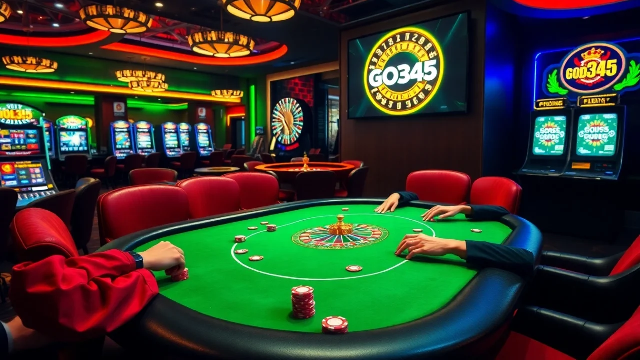 Experience the thrill of God345 gambling with vibrant casino elements and winning moments.