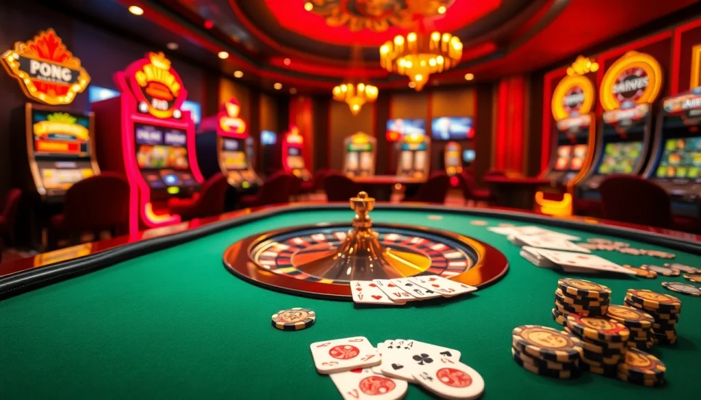 RAJABARONG casino excitement with poker chips and luxury playing cards on a roulette table.