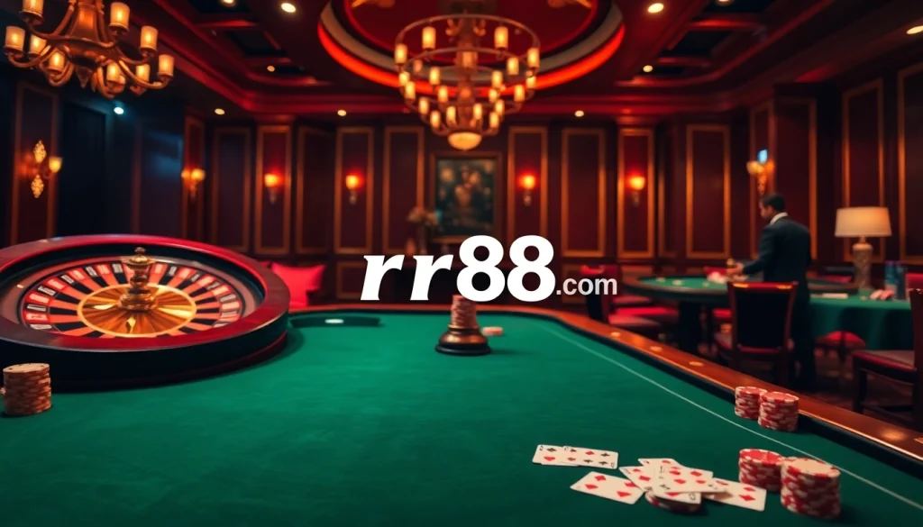 Experience exciting gameplay at rr88.com with vibrant casino tables and engaging online gambling visuals.