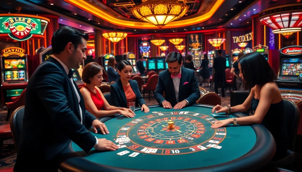 High-stakes poker play at nhà cái sv66, showcasing excitement and luxury in a vibrant casino.