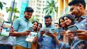 Hela Ads marketplace scene with users engaging with digital devices in Sri Lanka.