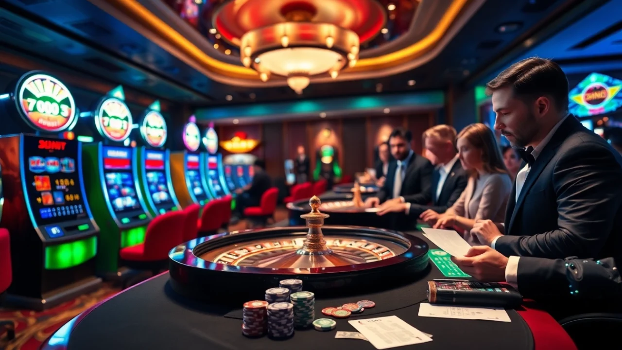 Exciting gameplay at https://rr88.navy/ with vibrant roulette and poker action in a luxurious casino.