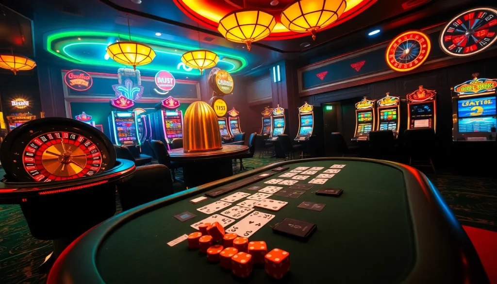 Experience the thrill of winning at Hit Club with an exciting casino scene featuring poker, roulette, and slot machines.