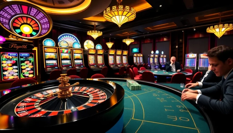 Engage with high-stakes action at Link FLY88 casino's vibrant roulette and poker tables.