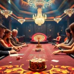 Engaging gameplay at a game bài đổi thưởng table with colorful chips and vibrant casino decor.