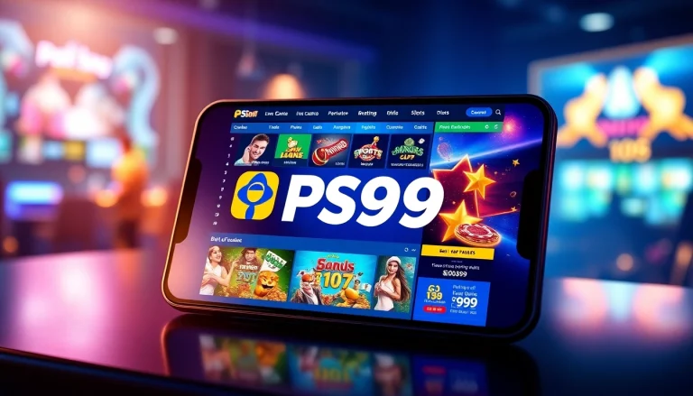 PS99 online betting platform interface showcasing vibrant games and features.
