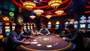 Intense poker gameplay showcasing the thrilling atmosphere of 32win App at a luxurious casino.