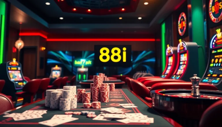 Experience thrilling online gaming with link 88i at the luxurious casino interface featuring vibrant slot machines.