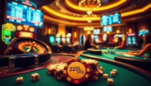 Experience thrilling gaming at 22jl org's luxurious casino with roulette and poker tables.