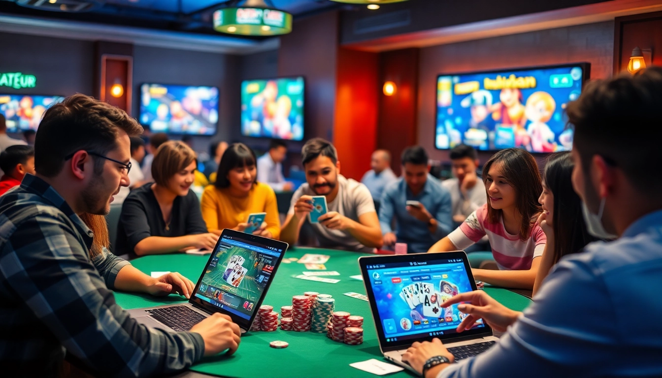 Engaging online gaming scene highlighting players on gamebaidoithuong.com.vc