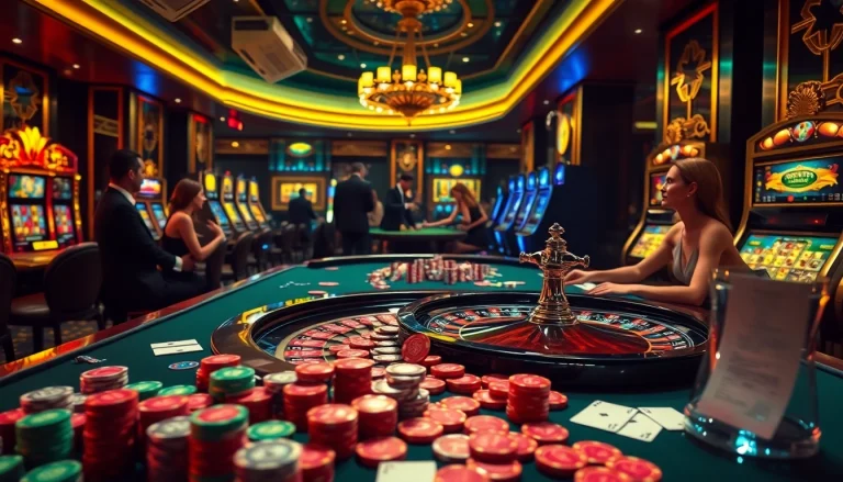 Casino table brimming with excitement as gamblers engage in high-stakes games at haywin.