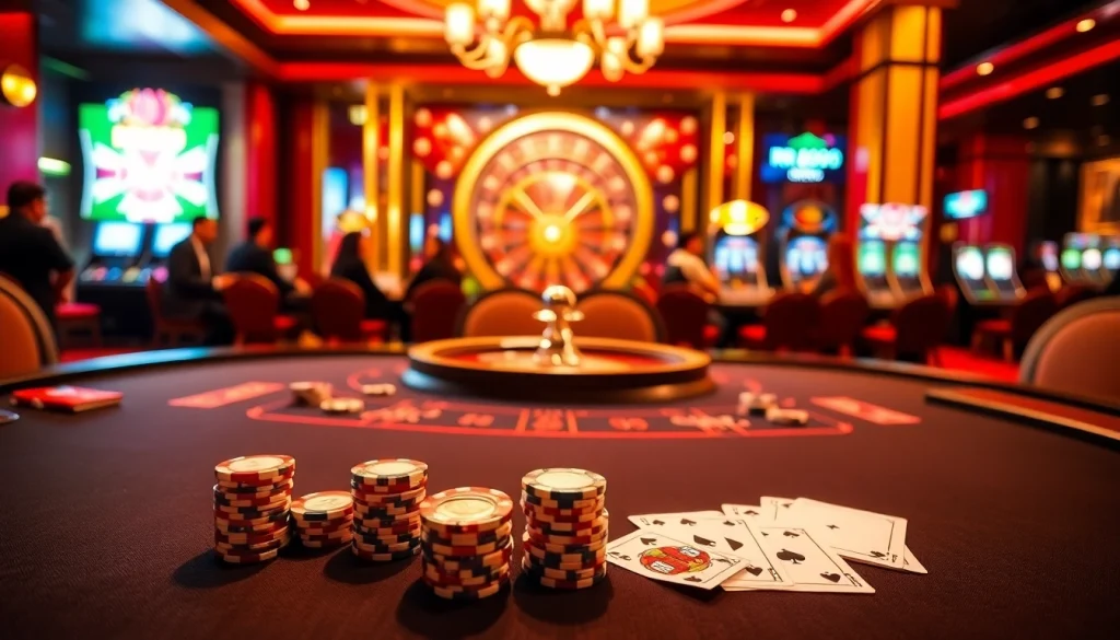 Play exciting poker at RR888 with luxurious ambiance and vibrant casino elements.