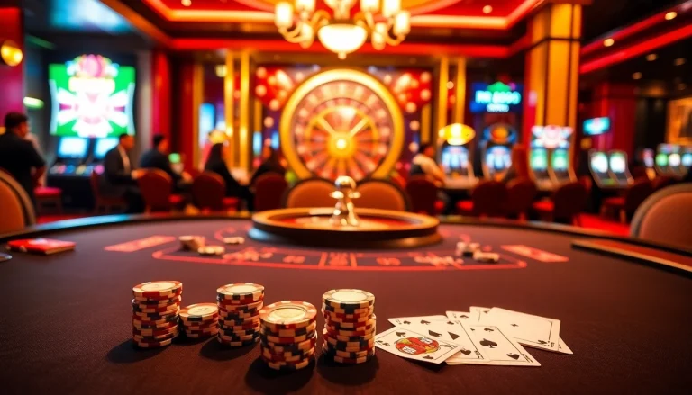 Play exciting poker at RR888 with luxurious ambiance and vibrant casino elements.