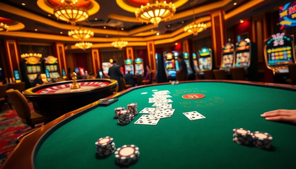 Exciting gambling scene at a poker table highlighting 789winco.com gaming experience.