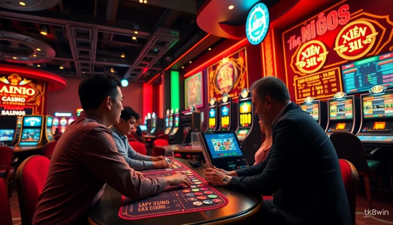 Exciting online gambling scene at tk88win.live showcasing Tiến Lên Miền Nam games and vibrant casino ambiance.