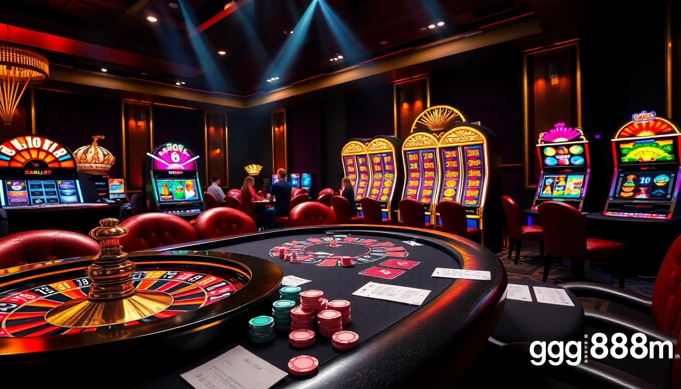 Experience thrilling gameplay at gg88com with vibrant casino tables and slot machines.