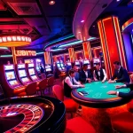 Players enjoying immersive gaming experiences at fly88 casino with vibrant slot machines and roulette tables.