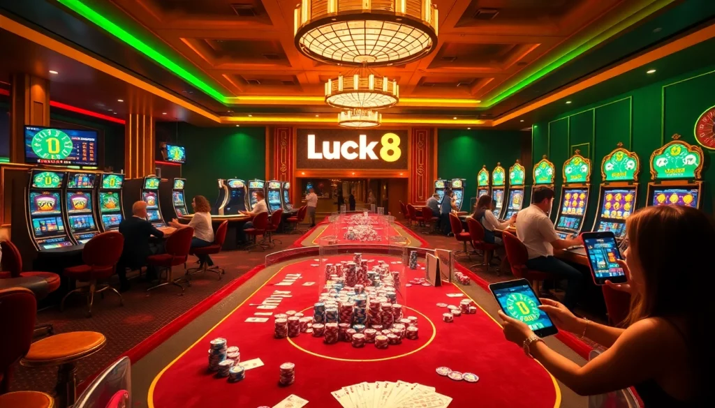 Luck8 offers an exciting casino experience with vibrant gaming tables and slot machines for thrilling wins.